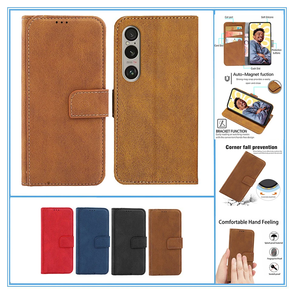 Xperia1 For Sony Xperia 1 VI Case Fundas leather Wallet Cover Etui Sony Xperia 1 VI V IV III II Phone Skin Sony Xperia 1V 1VI