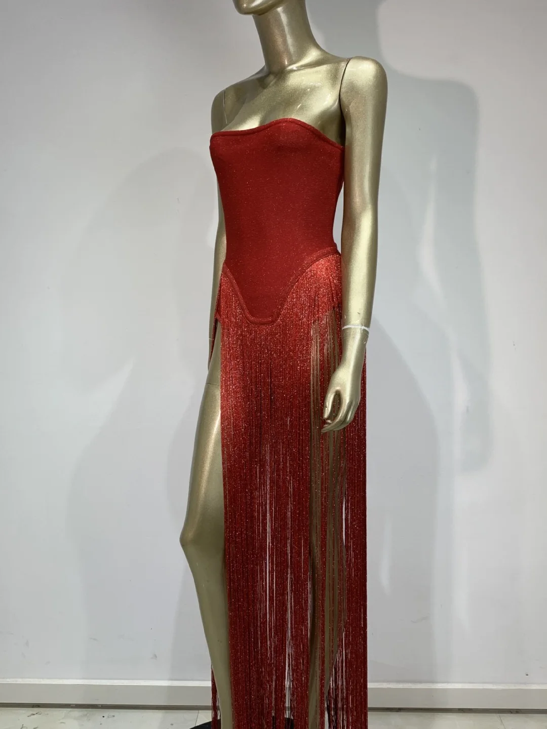 Body Sexy con tirantes y borlas, vestido envolvente de poliéster y LICRA para Club Par High Elastici Club Dr Faionable