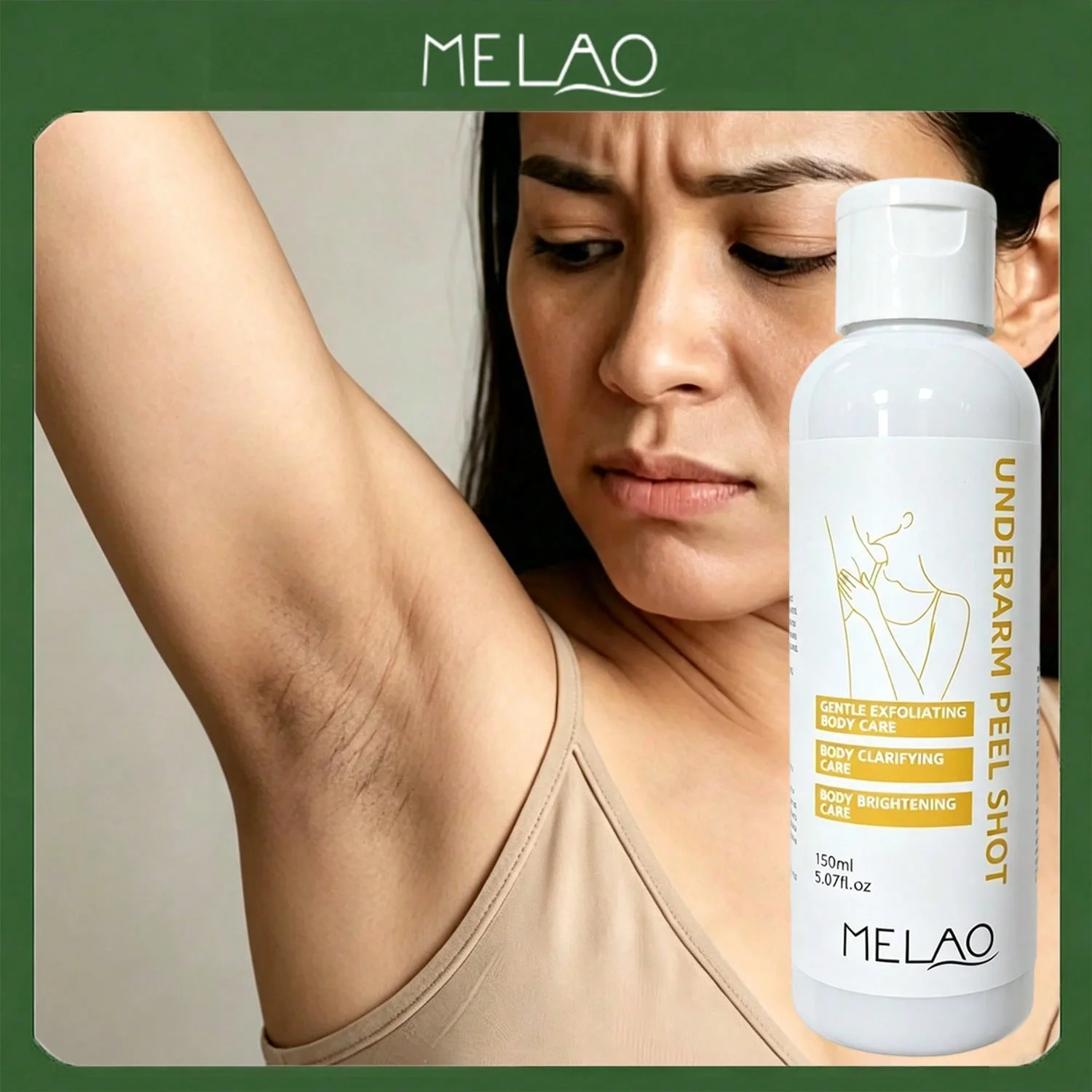 MELAO Underarm Gentle Exfoliating Body Peel Lotion, Clarifying Brightening Body Care Liquid, Soften Rough Skin, Remove Dead Skin