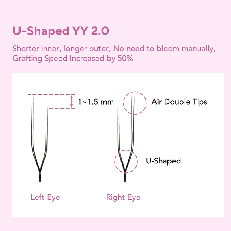DIYDAY Foxy U-YY Shaped Eyelash Extension Left Right Style U-YY Volume Dense False Mink Lashes Natural U-Shaped YY Eyelashes