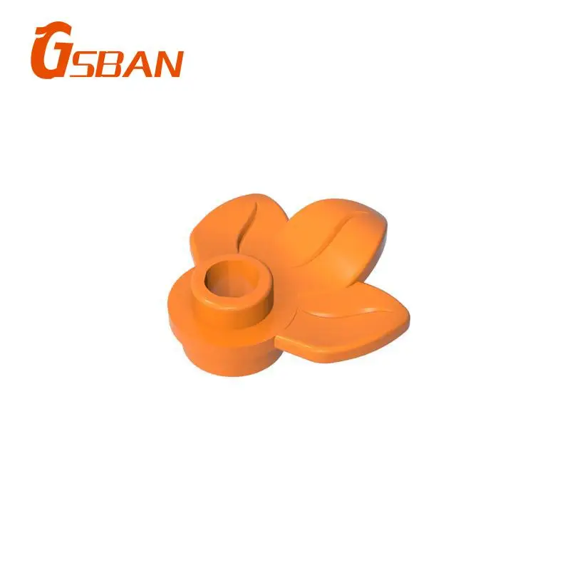 GSBan 32607 Bricks 50pcs Plant Plate Round 1x1 with 3 Leaves Particles Building Blocks Accessories