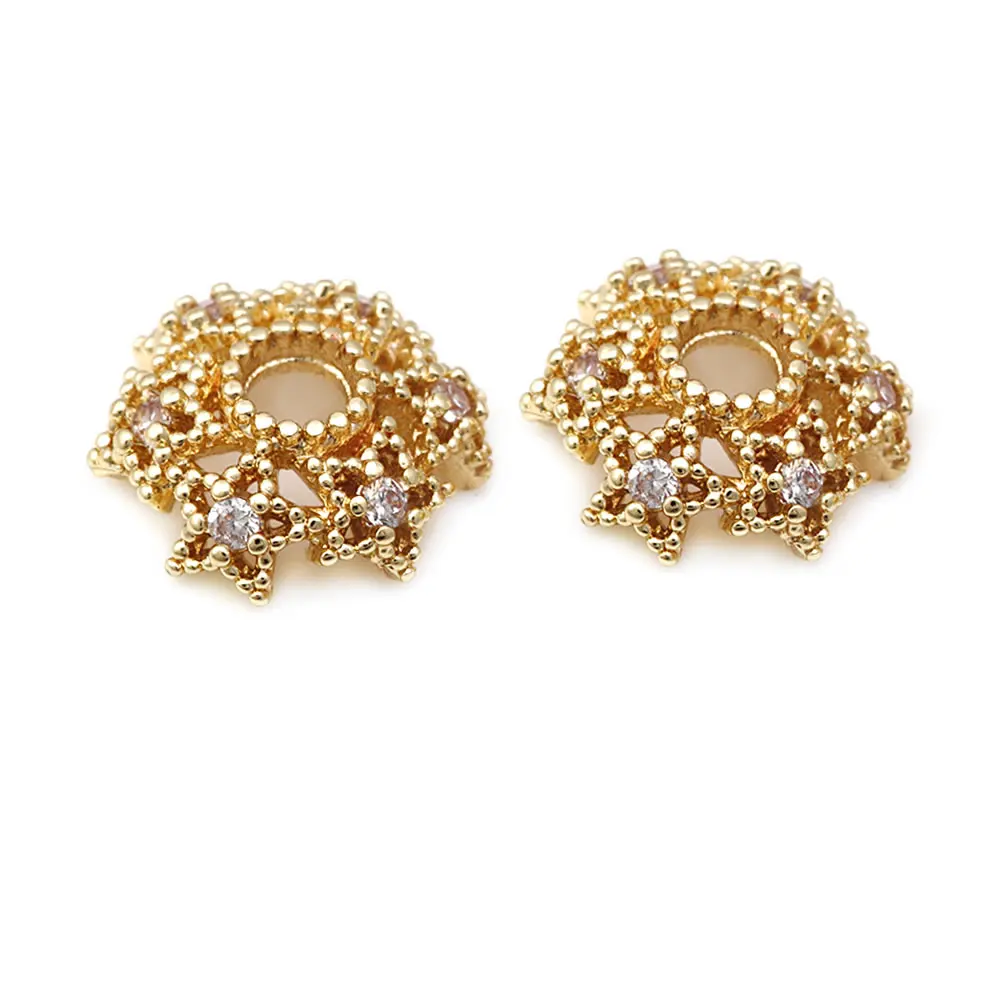 8MM 10MM 12MM 14MM 16MM 18K Gold Farbe Messing Blume Perlen Kappen Hohe Qualität Halskette Ohrringe Schmuck Zubehör – Detail 18