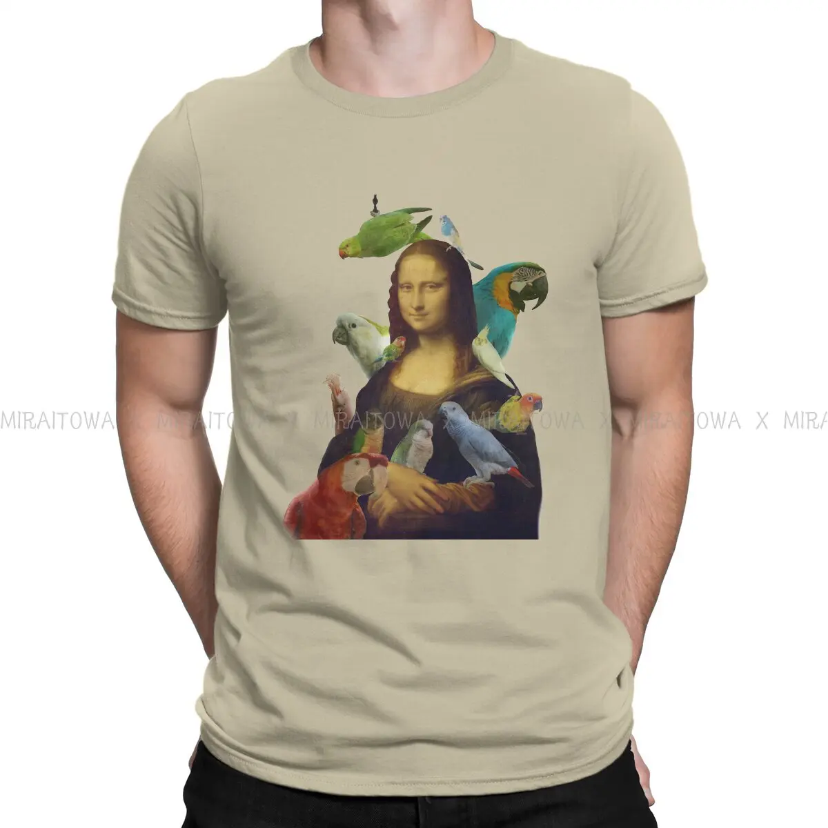 Animal Parrots Cockatiel Doodle Mona Lisa  Mother of Parrots  T Shirt Punk Men's Tees Summer Cotton Tops Harajuku O-Neck TShirt