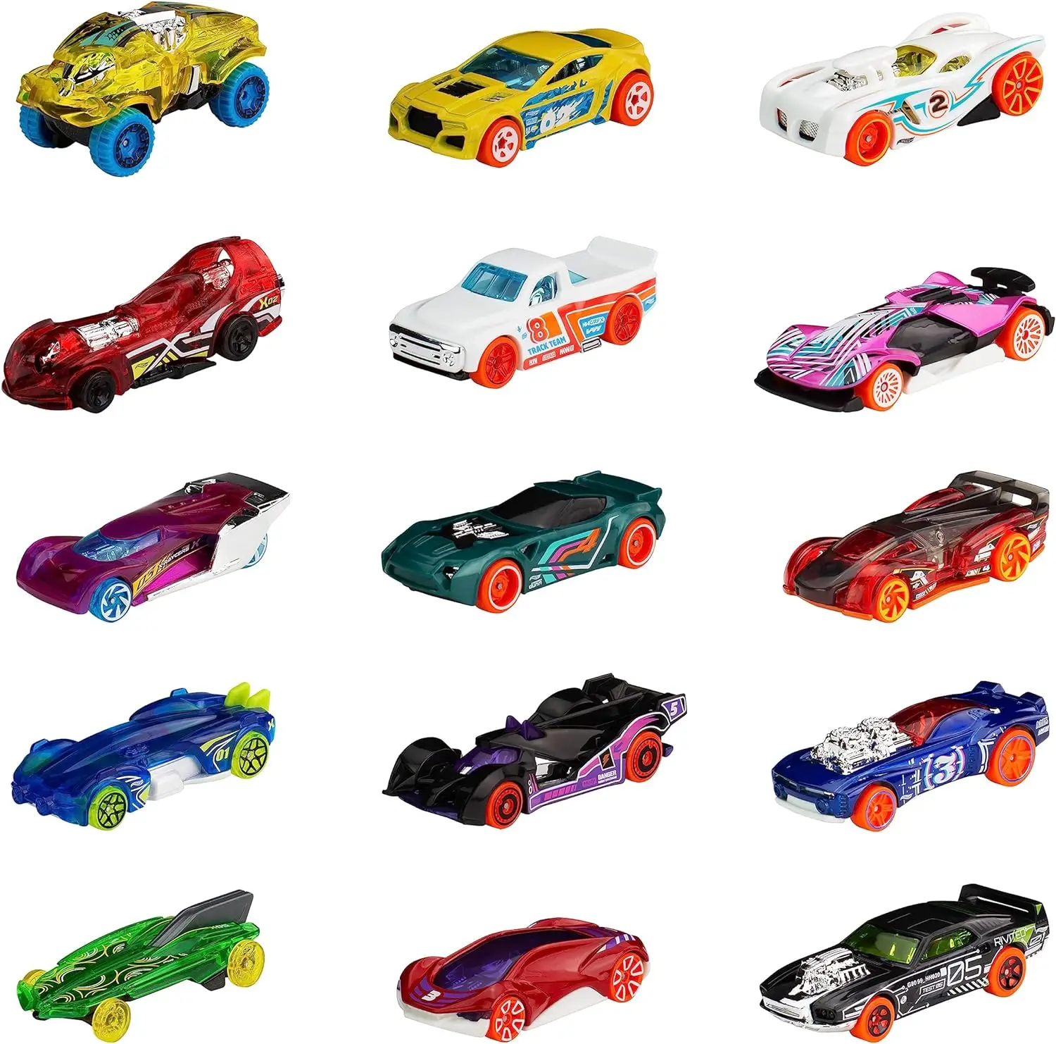 Pacchetto casuale Hot Wheels Track Bundle di 5 macchinine veicoli in scala 1:64, giocattolo fresco per collezionisti e bambini (gli stili possono