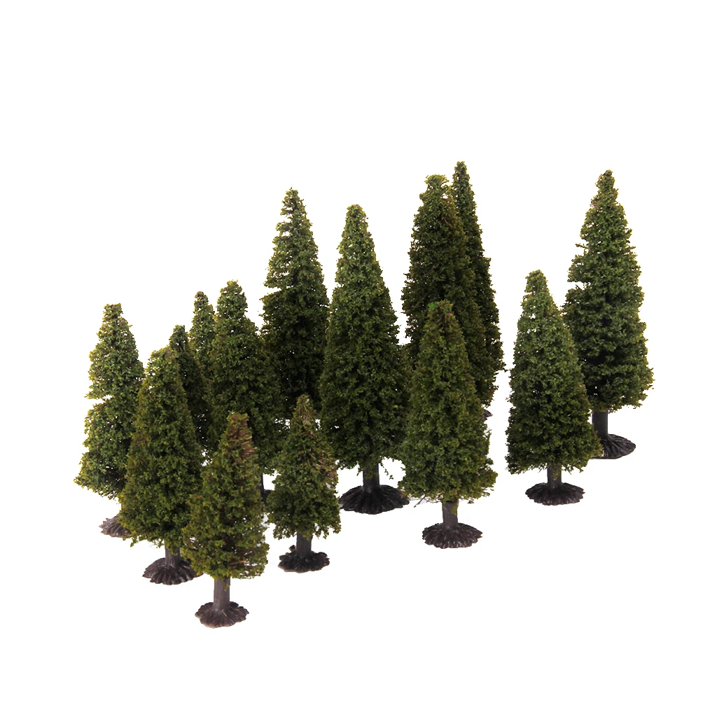 15pcs Model Cypress Trees Train HO Landscape And Green Toy Decor