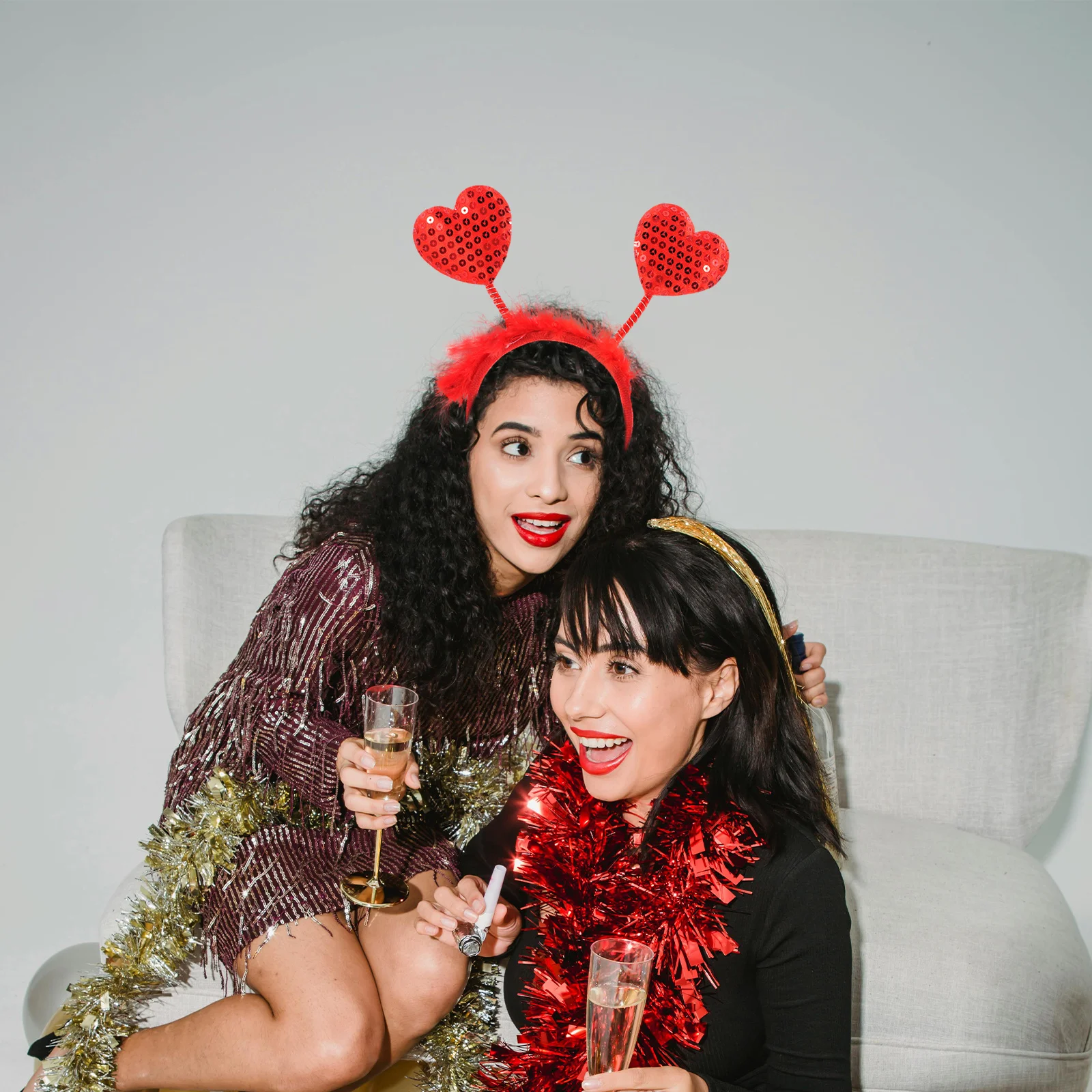 

Heart Headband Valentines Day Red Sequin Love Head Boppers Bridal Wedding Party Photo Props Heart Headband Cupid Accessories