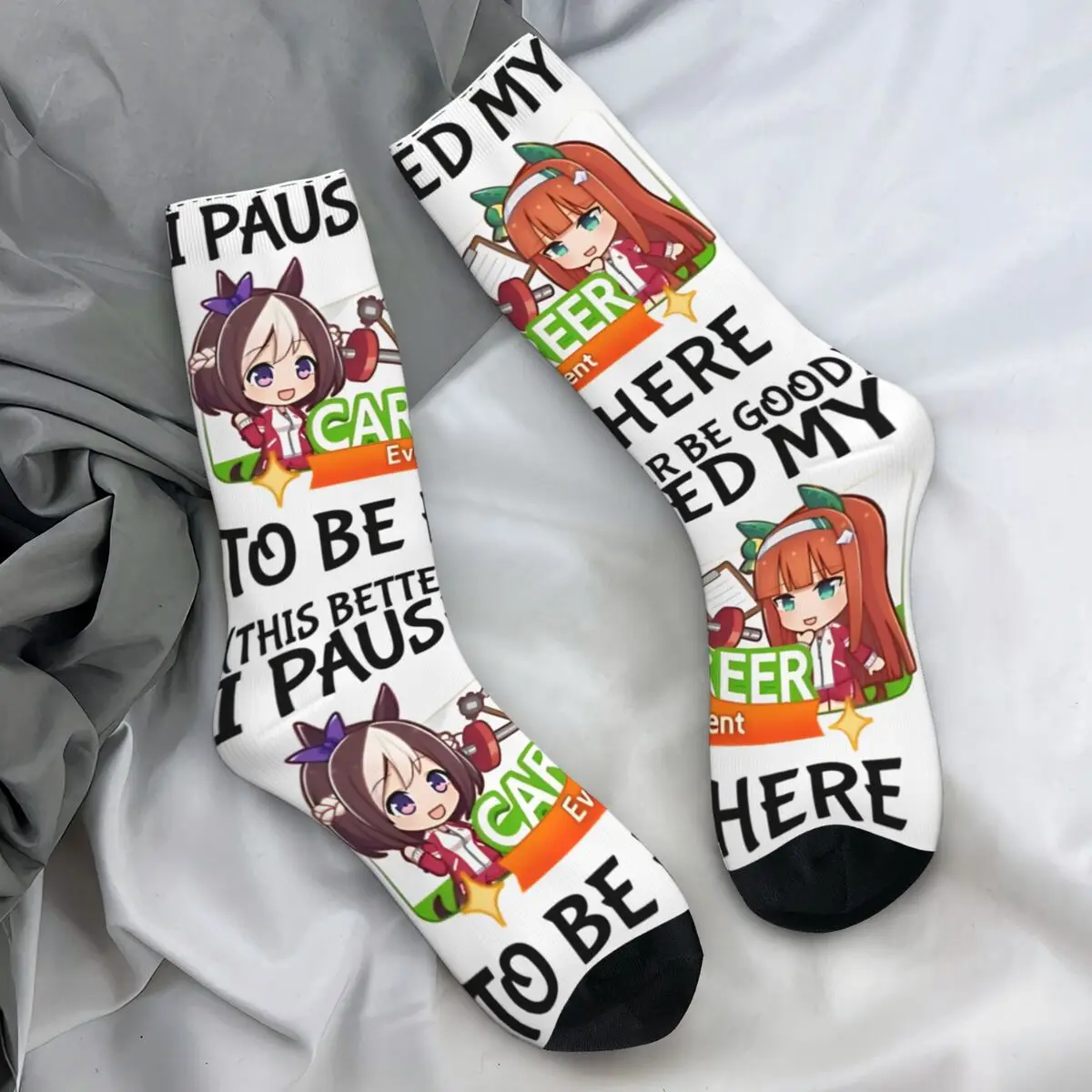 

Чулки I Paused My Umamusume Career To Be Here, мужские носки, мягкие забавные носки, осенние противоскользящие носки для скейтборда, подарок на день рождения