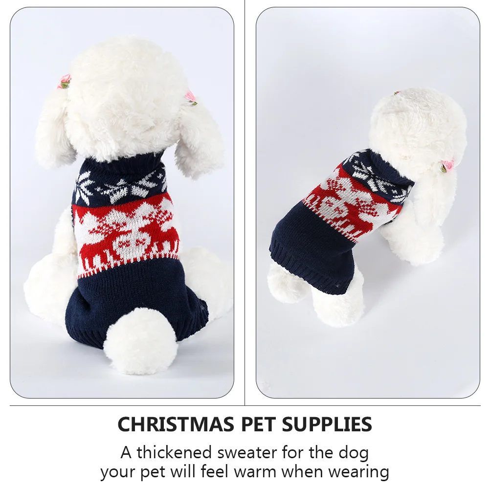 

1Pcs Christmas Pet Clothes Knitted Sweater Deer Pattern Thick Warm Dog Cat Coat Winter Puppy Costume Pet Clothes