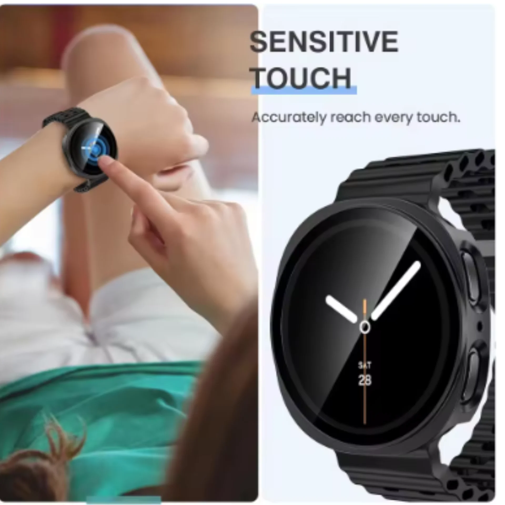 جديد الزجاج المقسى + حافظة لساعة سامسونج جالاكسي 8 اكسسوارات في جميع أنحاء الصلب PC الوفير الإطار حامي الشاشة 40 مللي متر 44 مللي متر غطاء #6