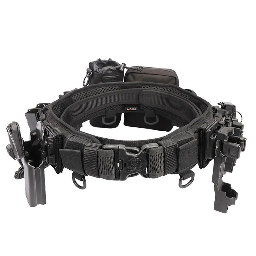 Military Combat Belt Set 11 pcs Holster Police Security Guard Law Enforcement Belt with 11 Components Pouches