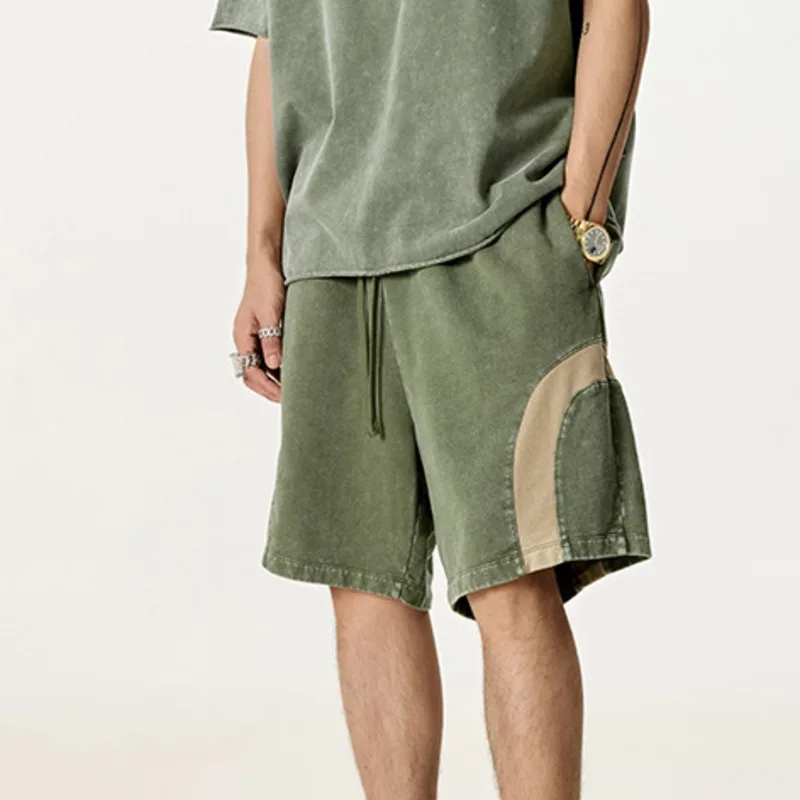 

Новые мужские модные и повседневные свободные прямые шорты с пятью точками в стиле хип-хоп в стиле пэчворк с цветными блоками для мужчин H978