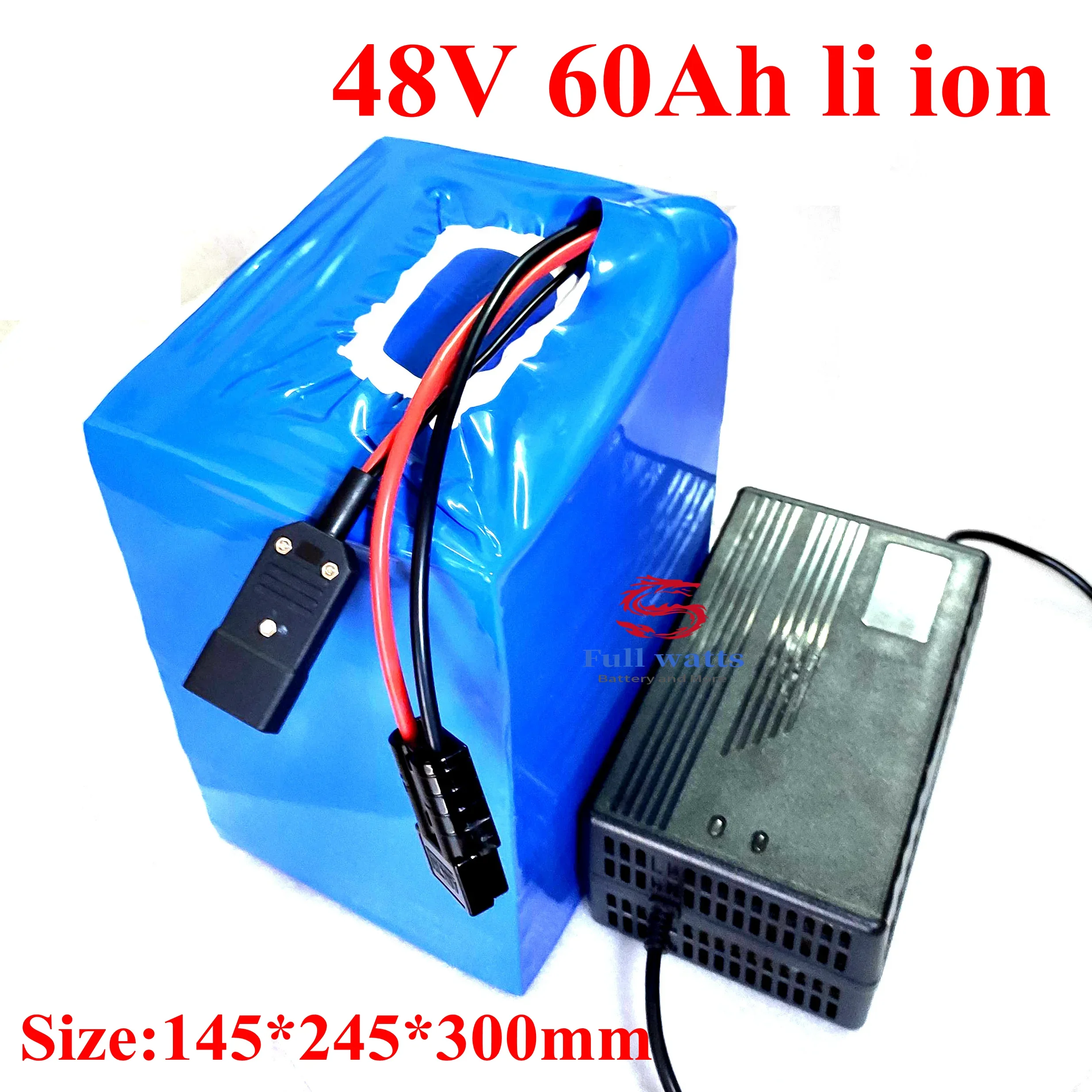 48V 60AH lithium ion battery BMS 13S li ion for Solar street AGV scooter bike Tricycle inverter golf cart boat +5A Charger