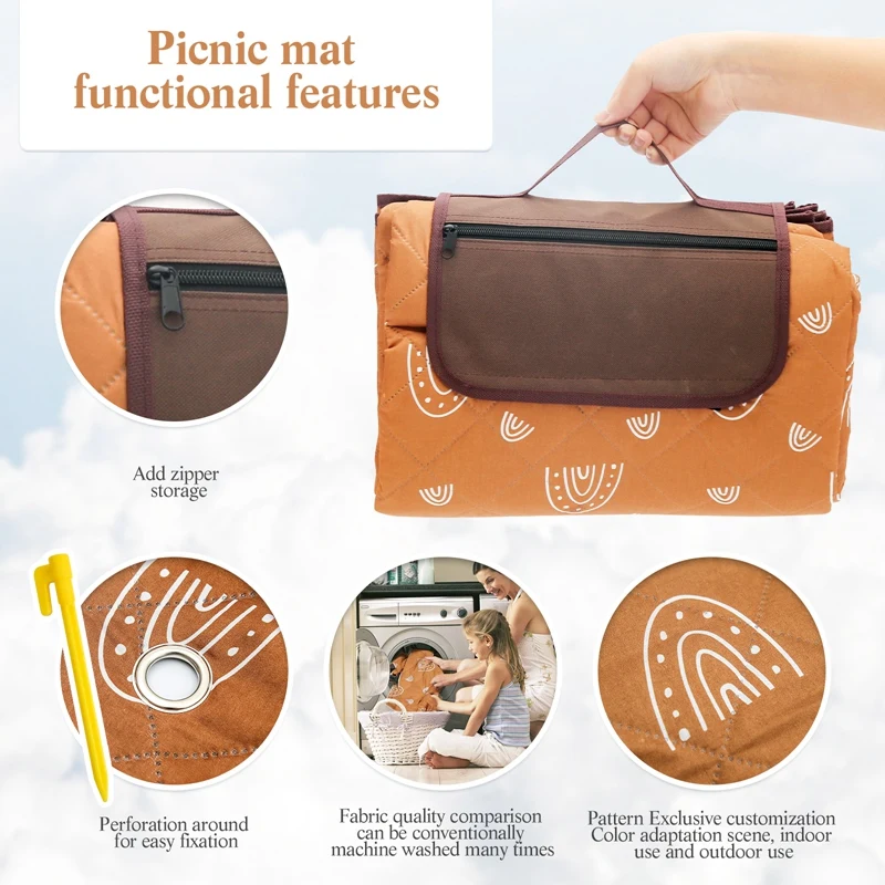 Lassen Sie uns Baby-Picknick matte wasserdichte Outdoor-Krabbel matten Boden teppich Neugeborene gepolsterte Spiel matten weiche Baumwoll decken matte machen