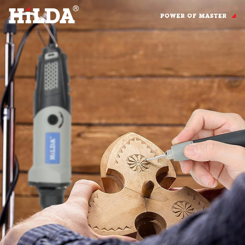 HILDA 400W Rotary Tool Electric Drill Mini Drill Variable Speed Engraving Grinding Polishing Machine Variable Speed Power Tools Set