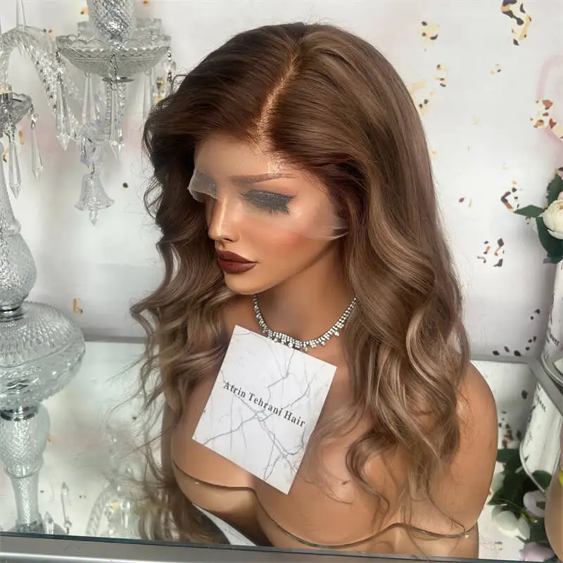 

20-дюймовый парик высокого качества, Ombre, медово-коричневый, блондин, мелирование, синтетические парики спереди, повседневный парик для косплея для женщин