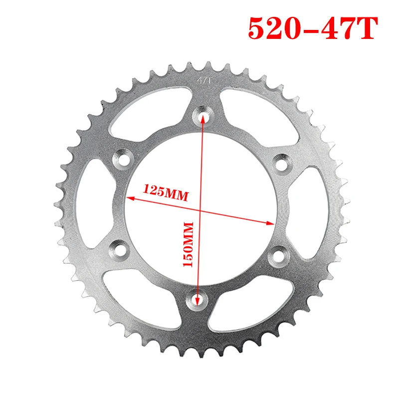 Motorcycle 520 Chain Rear Sprockets 43T 45T 47T 49T 51T Chainwheel For HONDA CRF CRF250 CRF450 XR250 CR250 XR400 CRF450X XR650R