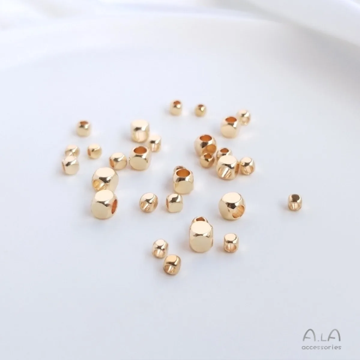 Brass 14K Gold Plated Chamfer Square Dice Spacer Beads DIY Bracelet Earring Jewelry Findings