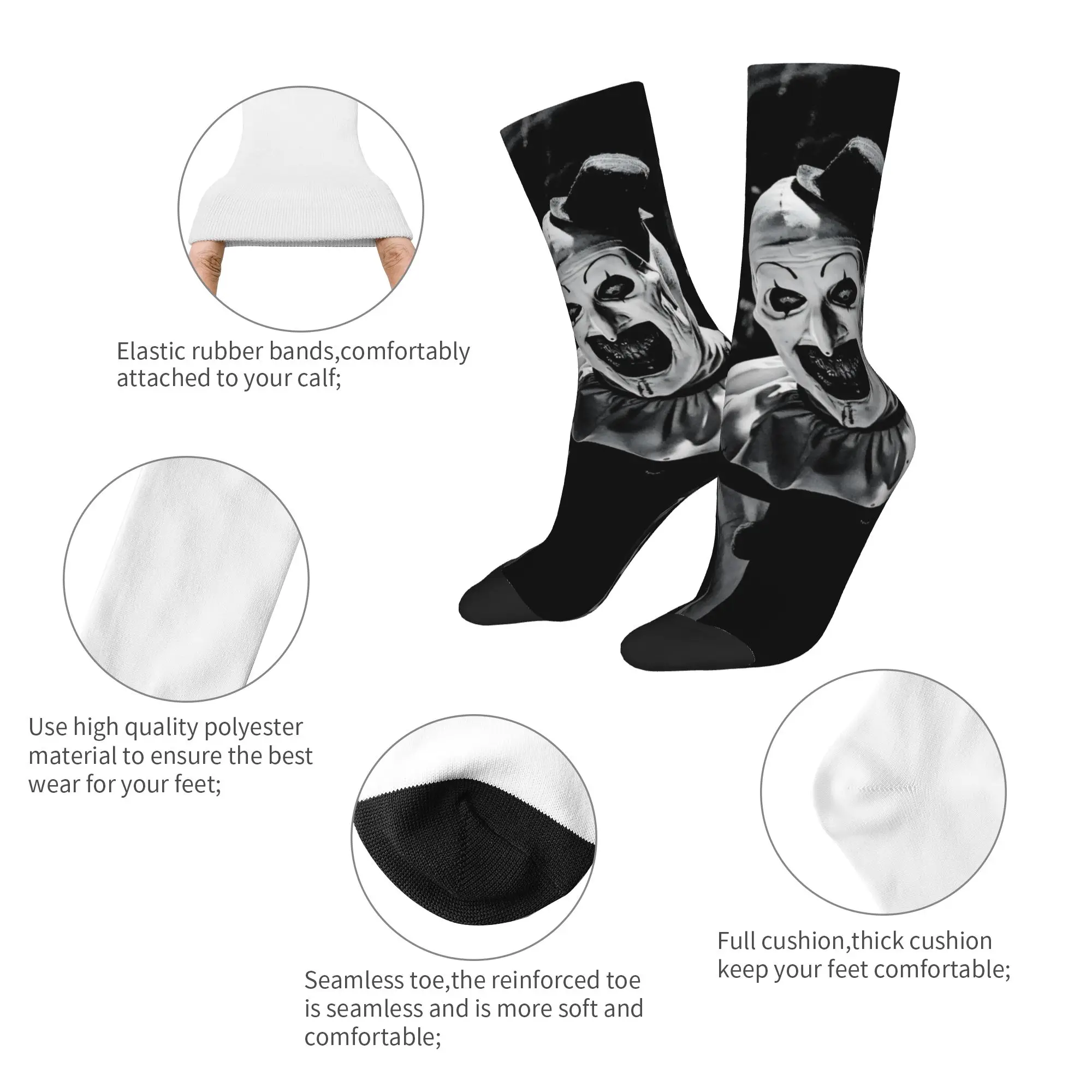 Winter Warm Casual Men's Women's Terrifier Socks Horror Movie Sweat Absorbing Football Socks