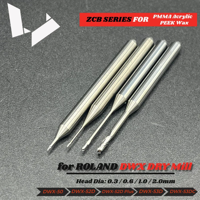 

ZCB-15D-US ZCB-30D-US ZCB-50D-US ZCB-100D-US Carbide Ball End Tool, Replacement PMMA Milling Bur for Roland DWX 52 53D Dry Mills