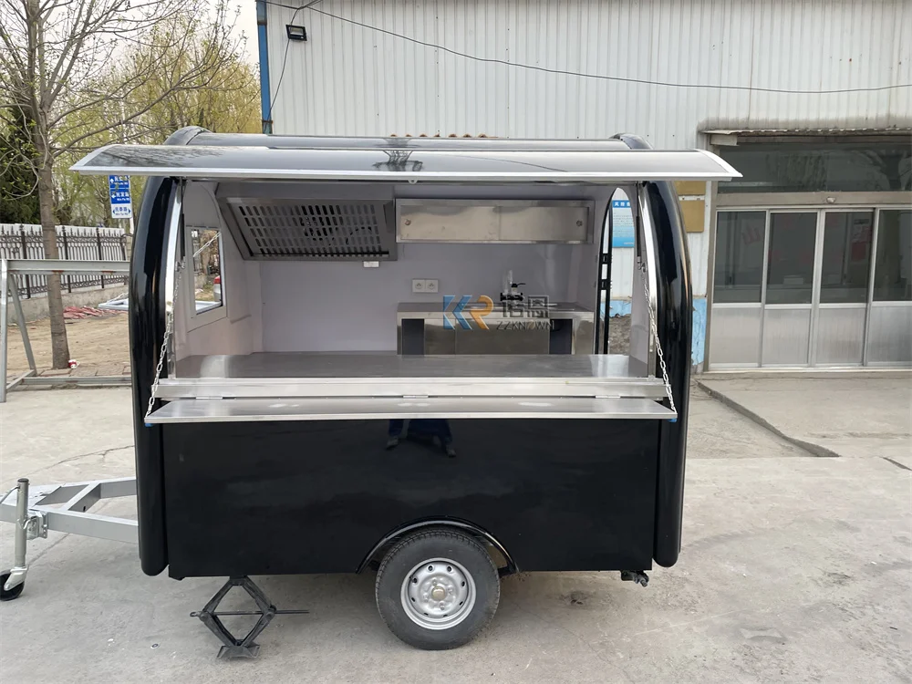 รถเข็นพิซซ่าอาหารจานด่วนรถเข็นขายอาหารเคลื่อนที่ร้านอาหารอุปกรณ์ครัวเต็มตู้ฮอตดอกไอศกรีมรถตู้รถบรรทุกอาหาร