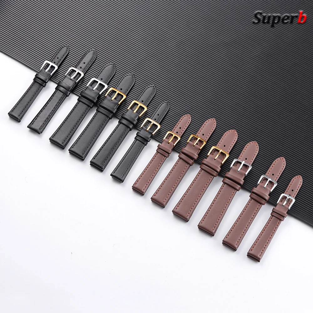 8/10/12/14/16/18/20/22/24mm PU Leather Watch Strap Soft Business for Men Women Wrist Band Waterproof Universal Sport Bracelet