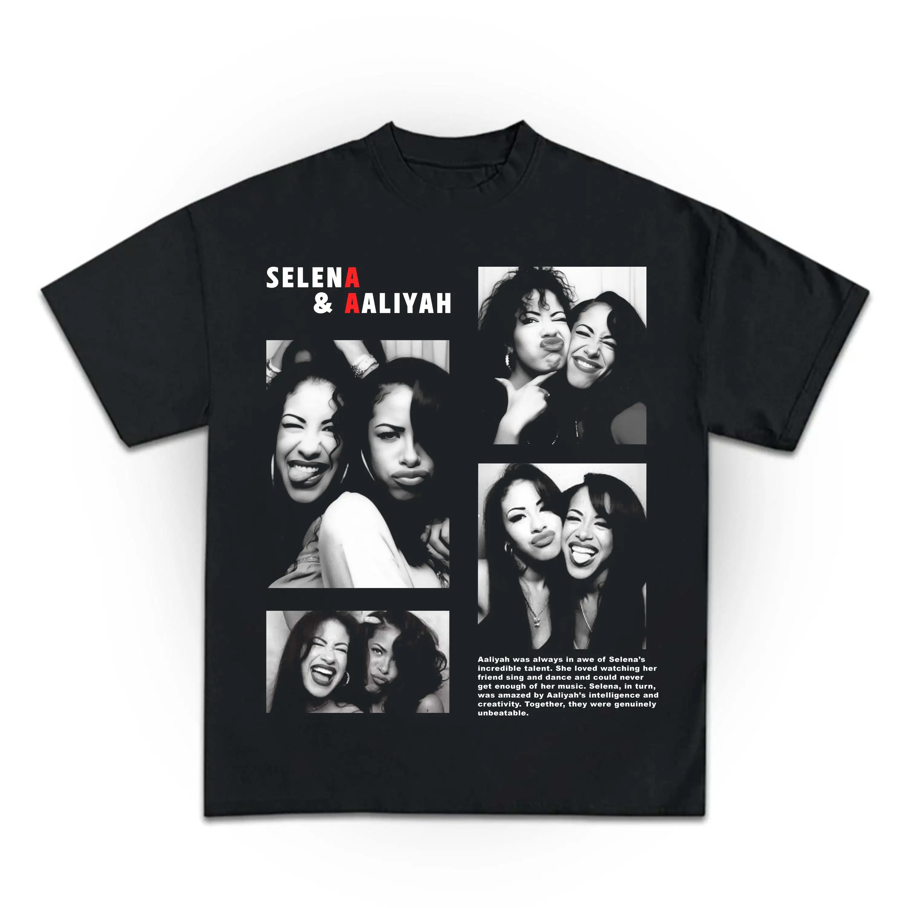 

SELENA&AALIYAH футболка с портретным принтом для женщин и мужчин, топ в уличном стиле, весна/лето, свободная футболка унисекс с короткими рукавами