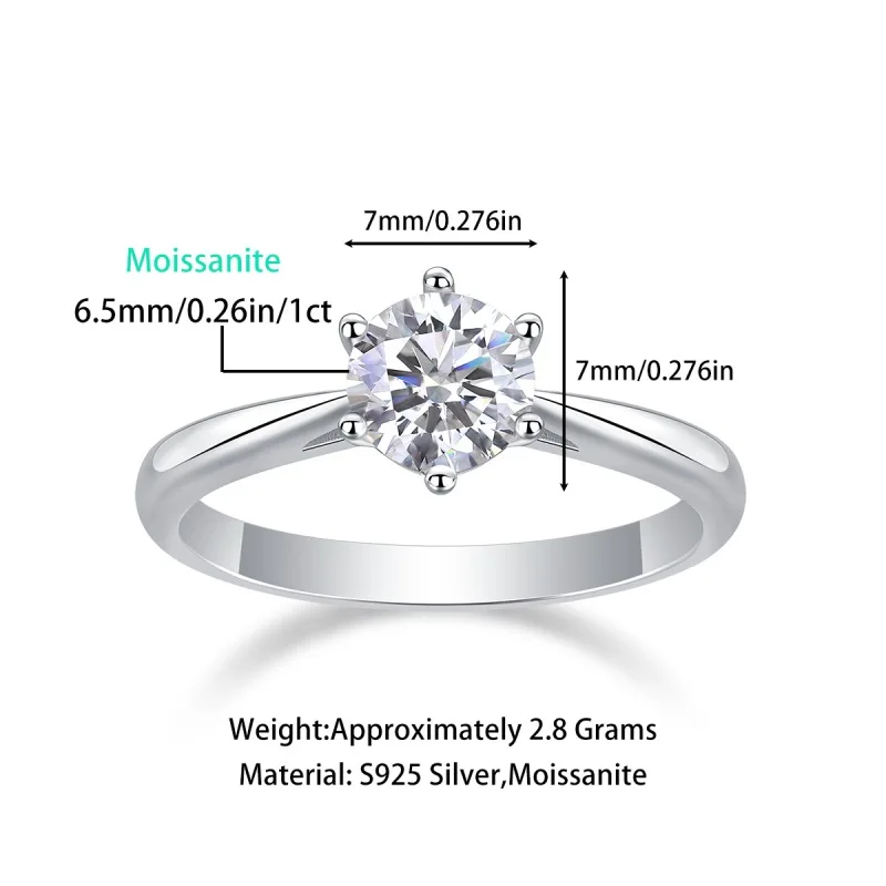 

Apaison 1 ct Solitaire Moissanite Rings For Woman 18K White Gold Friend Jewelry Gift Ring