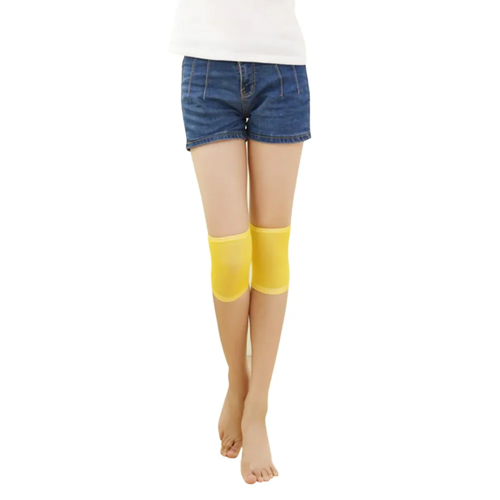 Anti Knee Support Brace Sleeve Yellow Knee Warmer Protector for Running Hiking Outdoor Sports Activities Elastic Breathable
