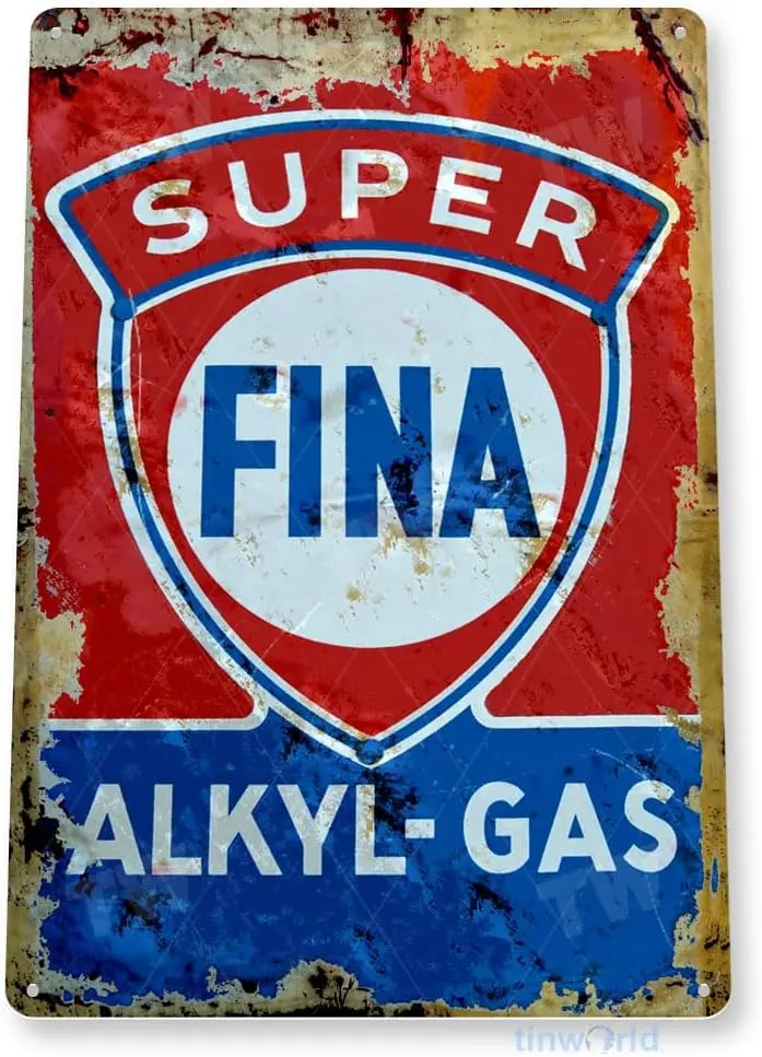s1,Tinworld TIN Sign “Fina Alkyl Gas” Oil Gas Station Parts Service Auto Shop Garage A366