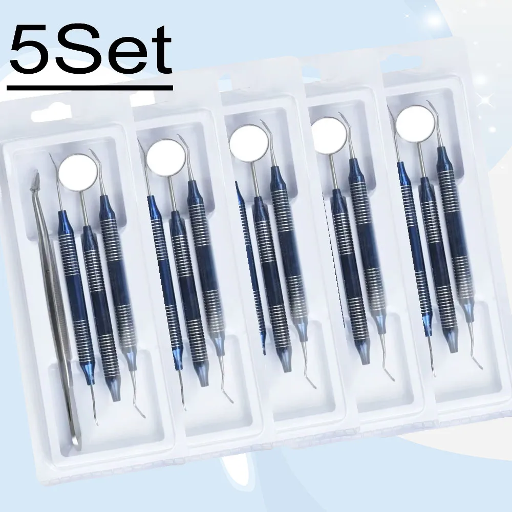 Dental Oral Cleaning Kit Stainless Steel Scraper Mirror Scaler Plaque Remover High Temp Autoclavable Care Tools Set