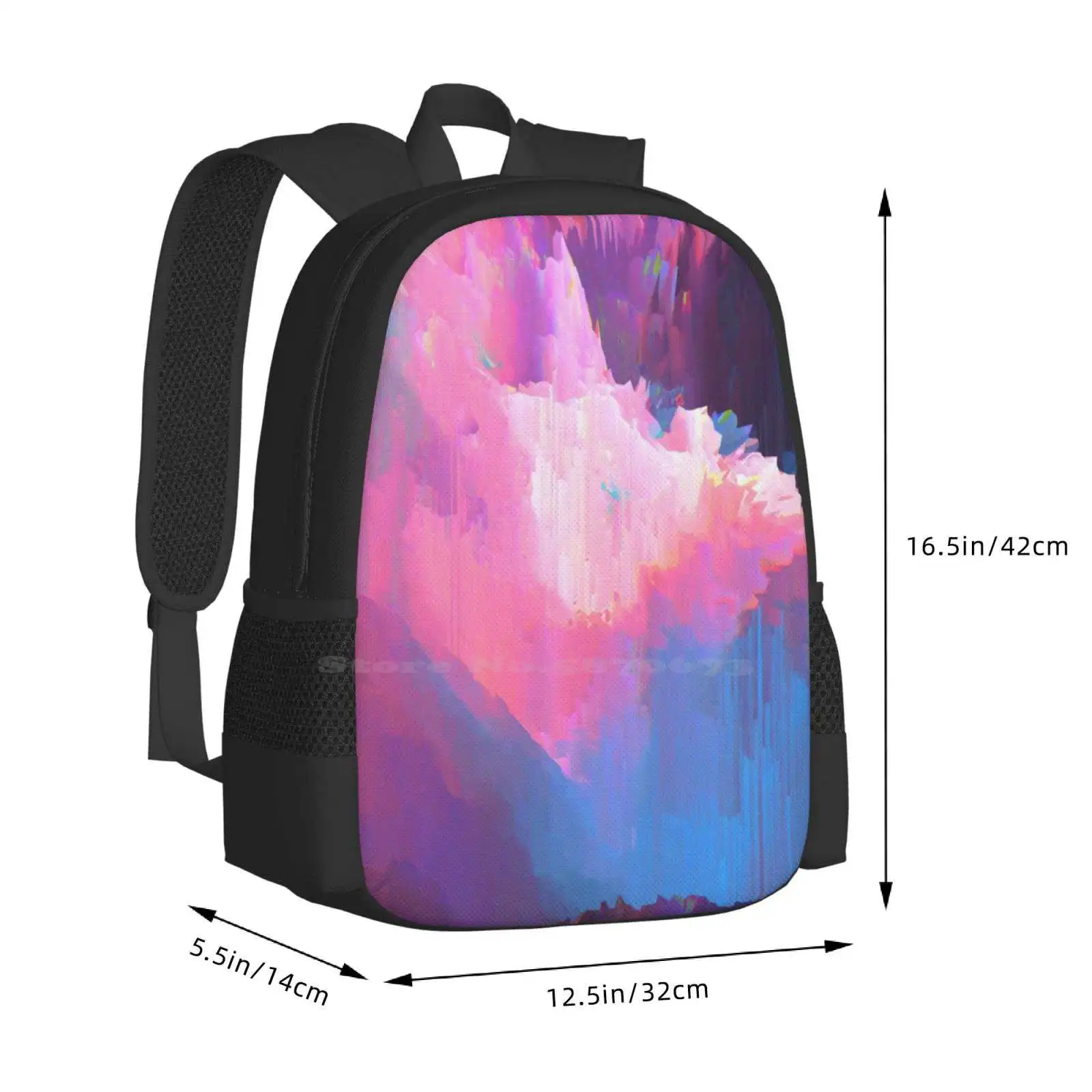 Humilde-Unisex colorido arte digital fluido acrílico mochila, bolsa de estudante, psicodélico saco, estética, ácido, Trippy, recém-chegados