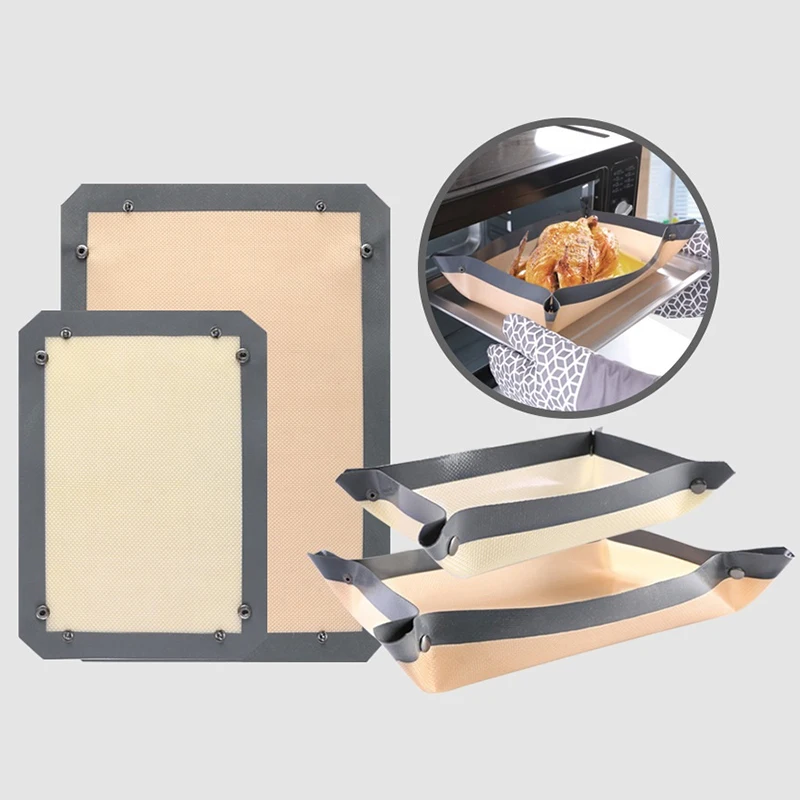 

Leak Free Non-stick Silicone Baking Mat Silicone Oven Liners With Button Reusable Food Safe Liners For Air Fryer Ovens Placemats