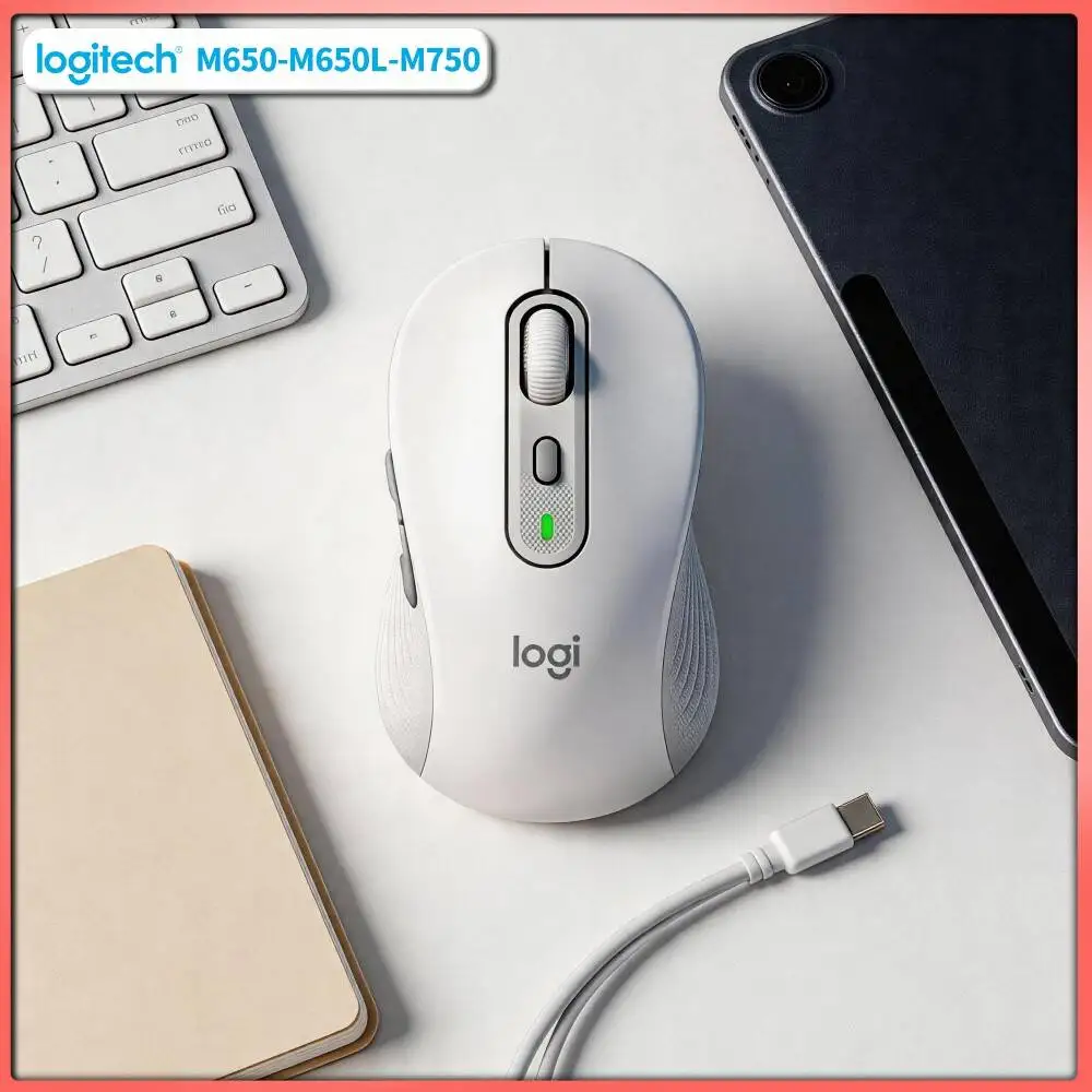 Silent M750 Signature Mouse - 90% Noise Reduction, Soft Thumb Rest Pad, 20-Month Battery, Study Work Helper Pick Tool