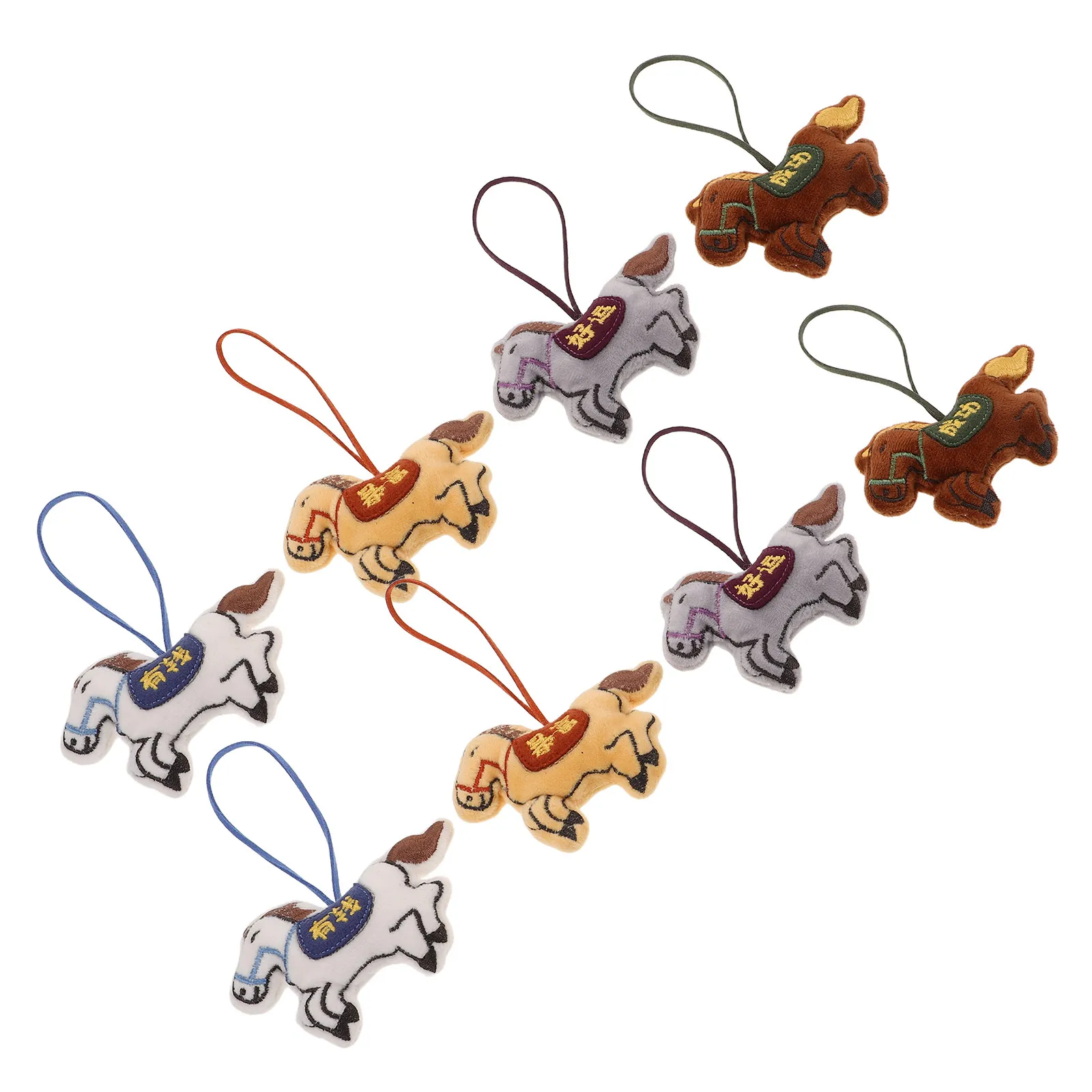 

8Pcs Horse Mascot Ornament - Creative Cartoon Design Bag Charm for Chinese New Year Celebration - Soft Accessory for Car