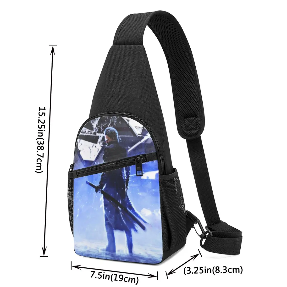 Vergil From The Devil May Cry Seri Chest Bag Men Sling Crossbody Backpack Chest Bag Traveling Hiking Daypack Shoulder Bag