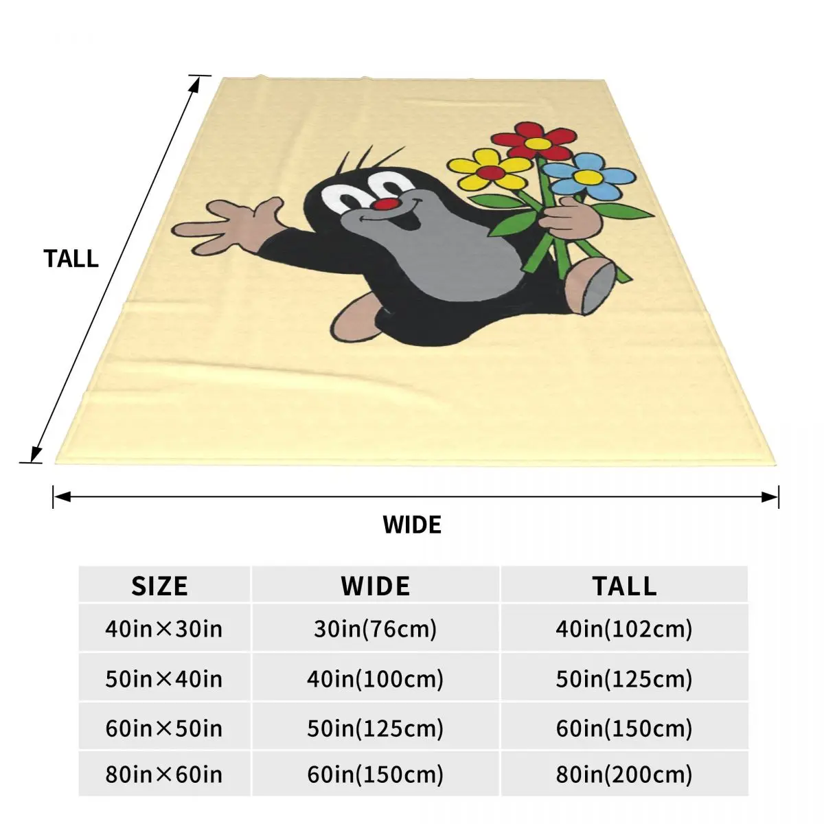 Mole Happy Krtek Blankets Flannel Sofa Throw Blanket Super Soft for Home Bedroom Office Throws Bedspread Quilt