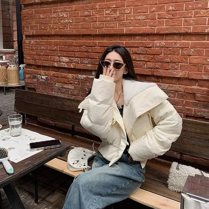 

Женская зимняя пуховая куртка из хлопка, утепленная, свободного кроя, в корейском стиле, маленький размер, модная верхняя одежда