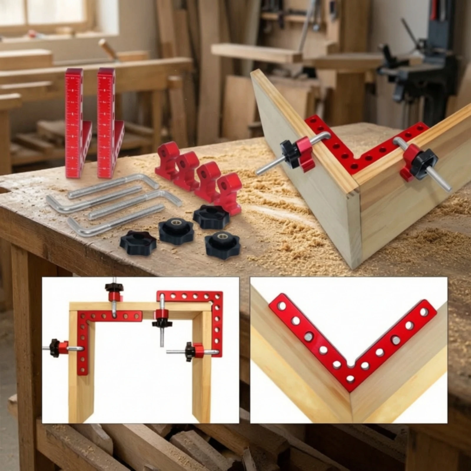 6 Pieces Woodworking Corner Clamp Anodized Right Angle Clamp Clamping Square CNC Machined Tool Sturdy for Woodworkers