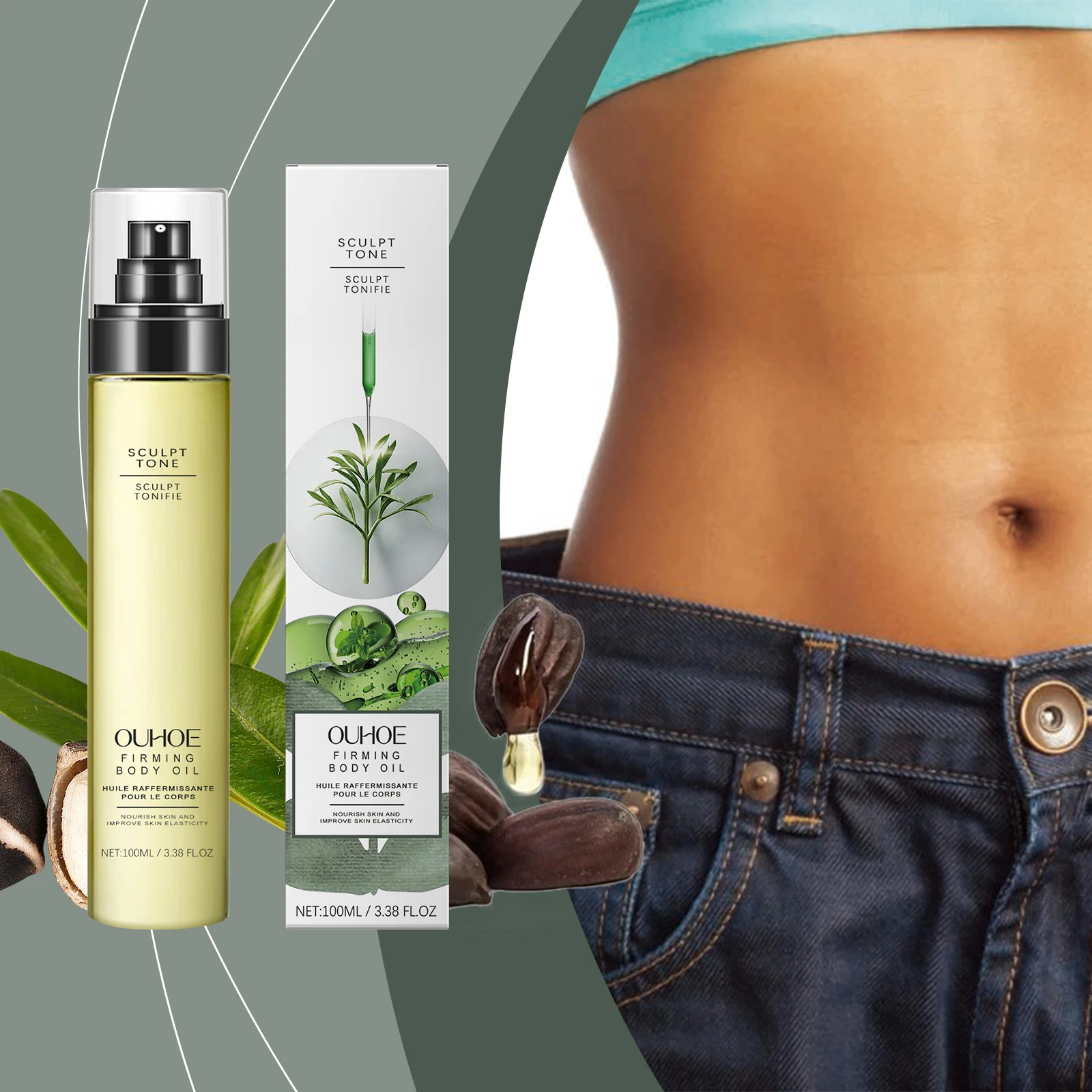 ファーミング ボディ オイル - 肌の引き締めのためのスカルプティング & トーニング トリートメント、抗セルライト マッサージ オイル - 100ml/3.38oz