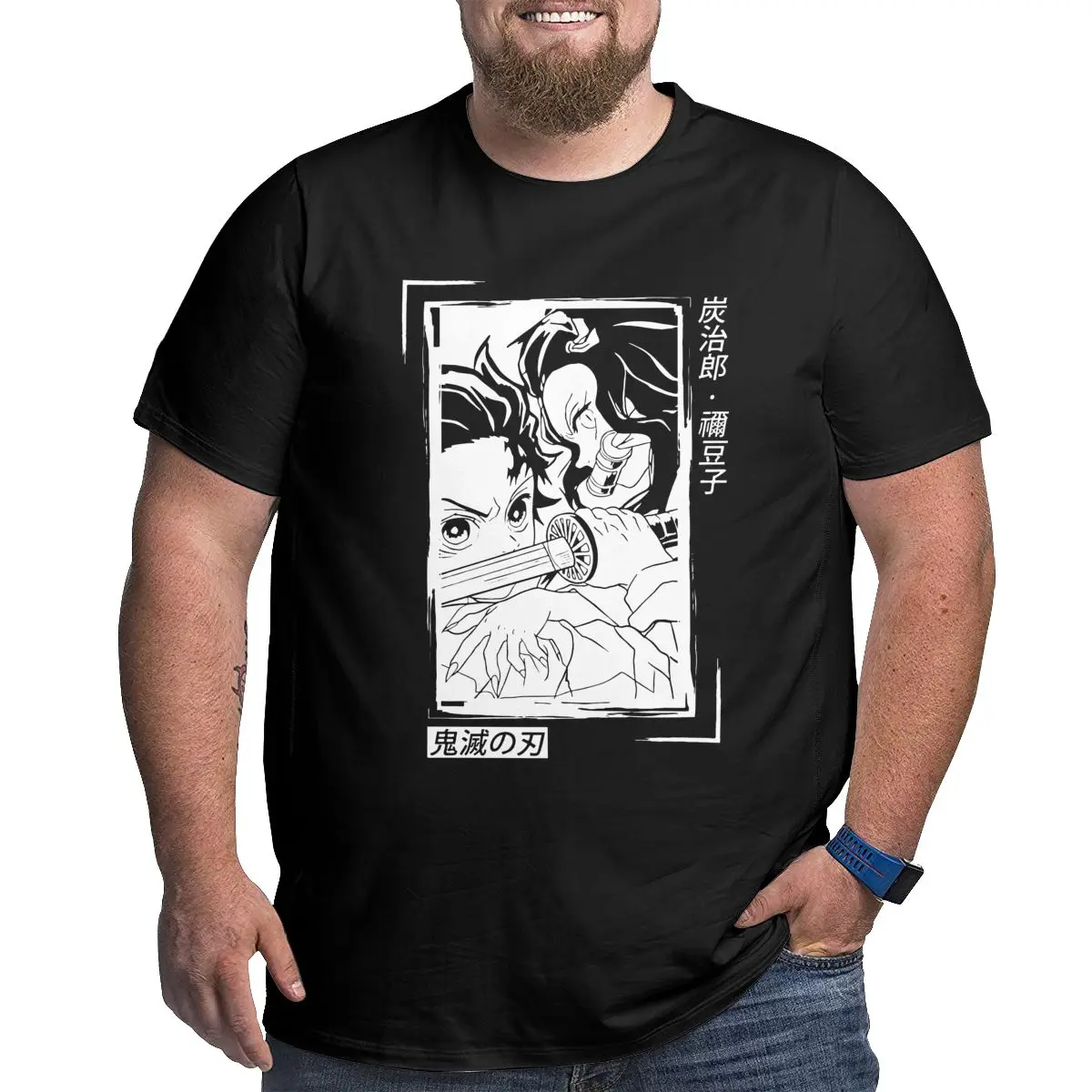 Tanjiro And Nezuko Kamado Demon Slayer Kimetsu No Yaiba anime T Shirts 100% Cotton printed Clothing Plus Size 4XL 5XL 6XL tee