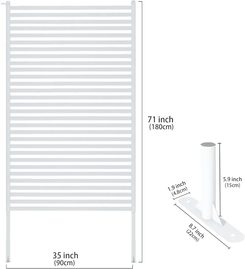 

3FT x 6FT Outdoor Privacy Screen Fence with Feet Stand, Freestanding Metal Divider for Garden Patio Balcony Backyard White