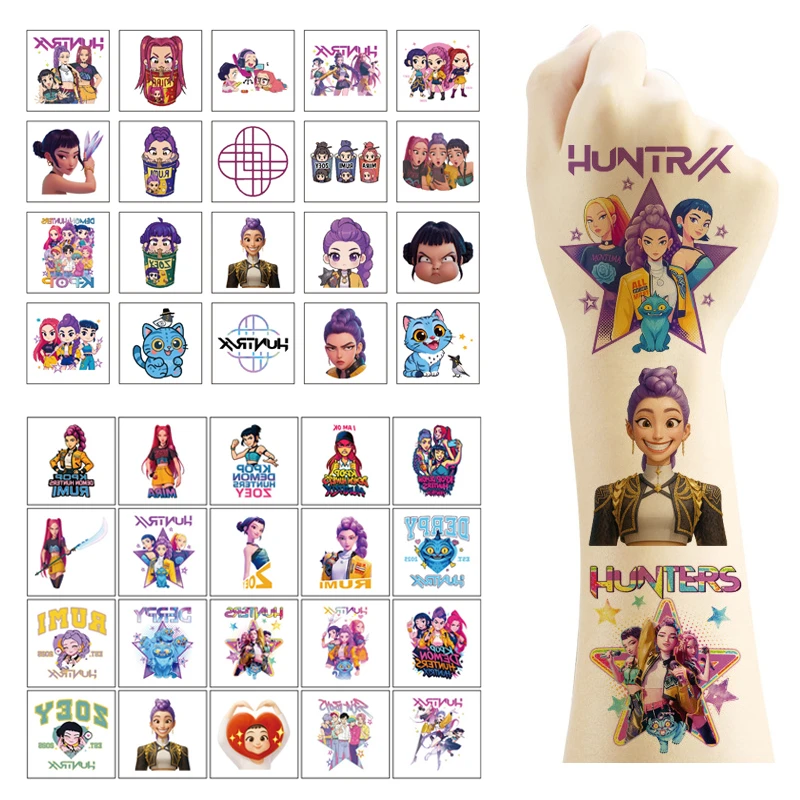 20 pièces/ensemble dessin animé Kpop chasseurs de démons tatouage temporaire autocollant Rumi mignon tatouage étanche pour cadeau de fête drôle
