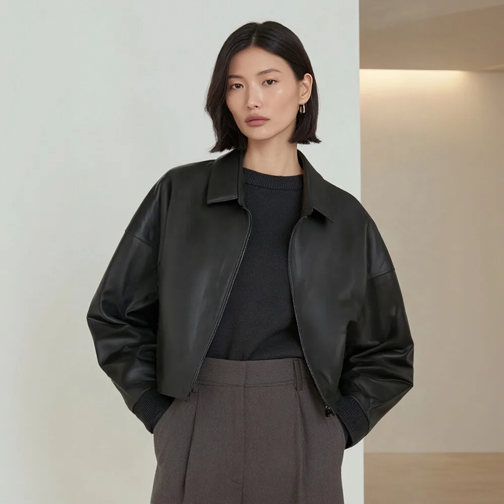 

Кожаное пальто, повседневная осенне-зимняя одежда, женская модная верхняя одежда, стильный элегантный дизайн для прохладной погоды