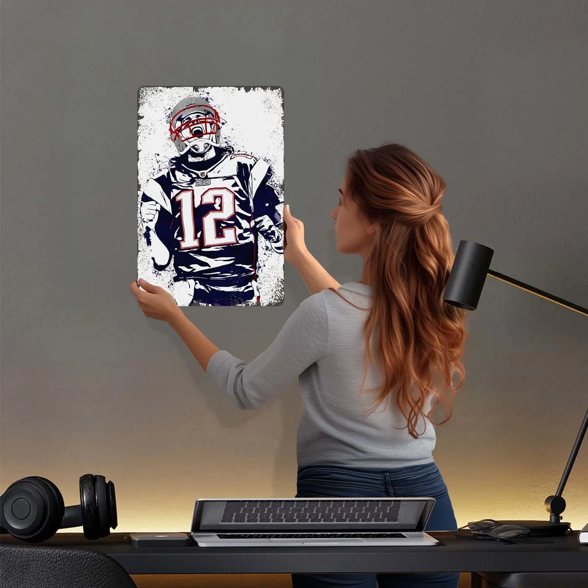 Tom Brady Poster Football Marble Art Metal Signs Vintage Home Decor Items Custom Tinplate Sign for Wall Art Decoration Wand Deko