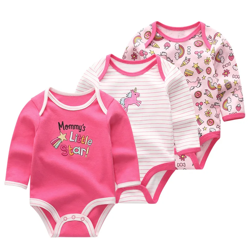 Kiddiezoom 3 pz/lotto primavera autunno Cartoon manica lunga neonato ragazza body 100% cotone morbido vestiti per neonati