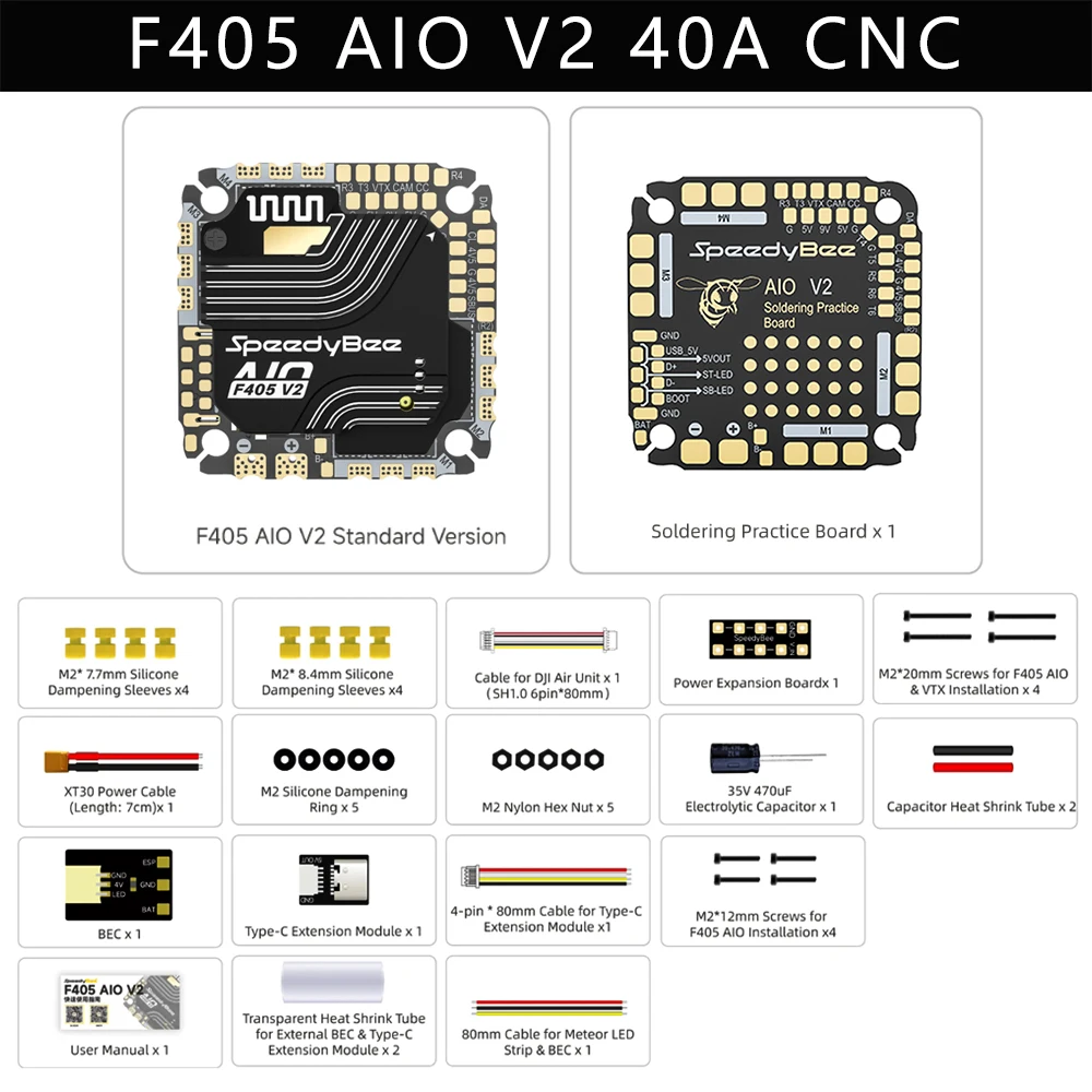 

SpeedyBee F405 AIO V2 Flight Controller FC 35A/40A ESC 3-6S Support O4 Air Unit VTX For RC Aircraft FPV Drone Parts DIY