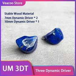 UM 3DT Stable Wood Shell Composite Diaphragm Carbon Nano Diaphragm Independent Three Dynamic Driver IEM HIFI Earphones