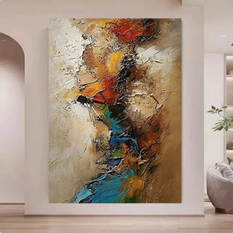 

Large Color Block Picture Hand-Painted Abstract Oil Painting On Canvas Modern Knife Paintings Decor Home Room Wall Art Pictures