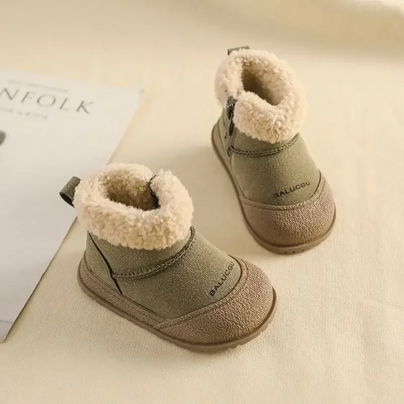 Toddler Kids Winter Snow Boots, Curly Furry Collar, Side Zipper, Warm Lining, Non Slip Sole for Cold Weather Daily Wear
