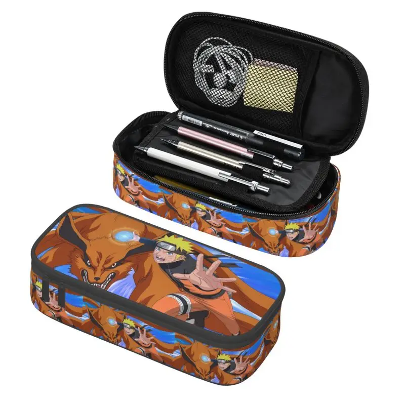 

N-Narutoes Uzumakies Anime School Pencil Case Boys Gilrs Large Capacity Pencil Box Students Stationery
